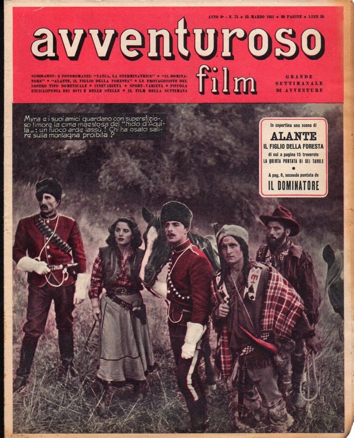 AVVENTUROSO FILM magazine side cover Issue 75 25 March 1951