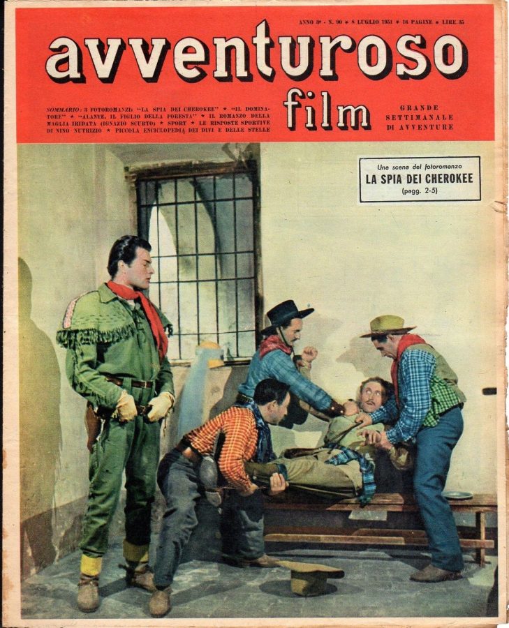 AVVENTUROSO FILM magazine side cover Issue 90 8 July 1951