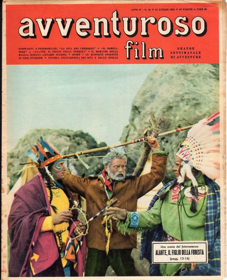 AVVENTUROSO FILM magazine side cover Issue 91 15 July 1951