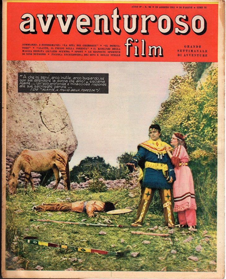 AVVENTUROSO FILM magazine side cover Issue 96 19 August 1951