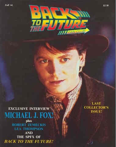 BACK TO THE FUTURE FAN CLUB magazine side cover Issue 4 Fall 1990