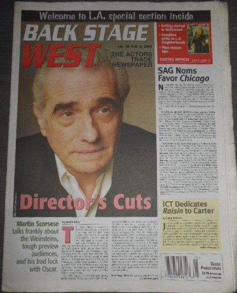 BACK STAGE WEST magazine side cover 30 January 2003