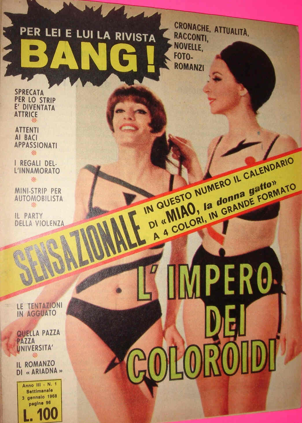BANG! magazine side cover Issue 1 3 January 1968