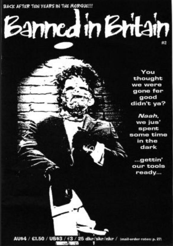 BANNED IN BRITAIN magazine side cover Issue 2 Winter 2004