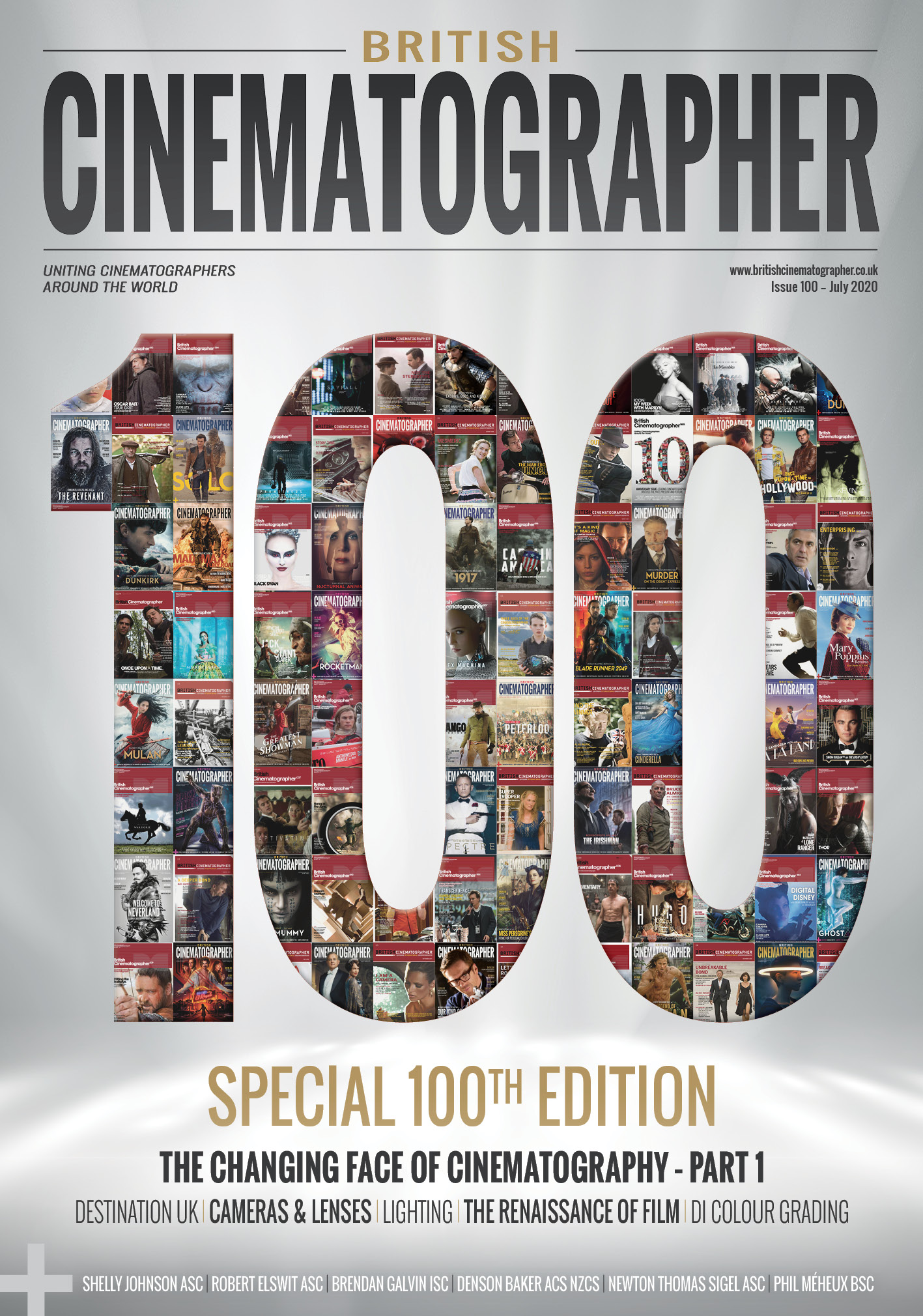 BRITISH CINEMATOGRAPHER magazine side cover Issue 100  July 2020