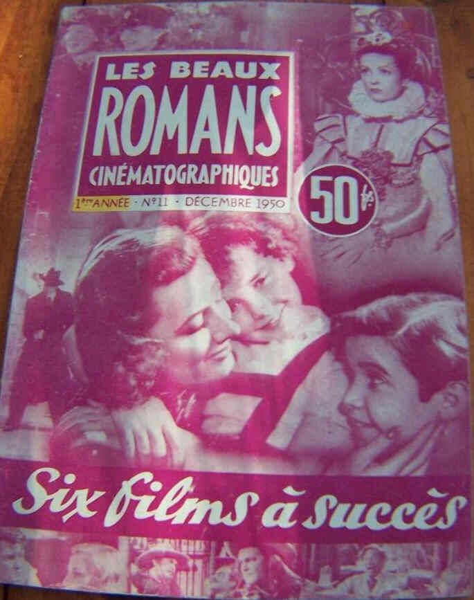BEAUX ROMANS CINEMATOGRAPHIQUES magazine side cover Issue 11 December 1950