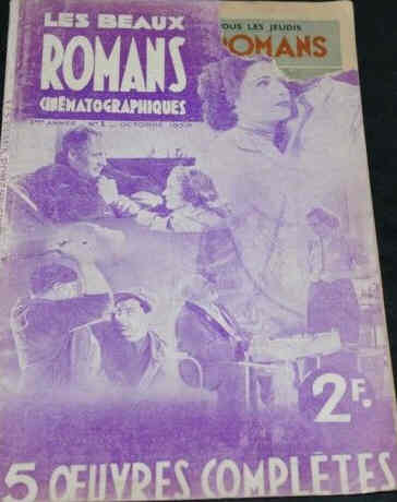 BEAUX ROMANS CINEMATOGRAPHIQUES magazine side cover Issue 1 October 1938