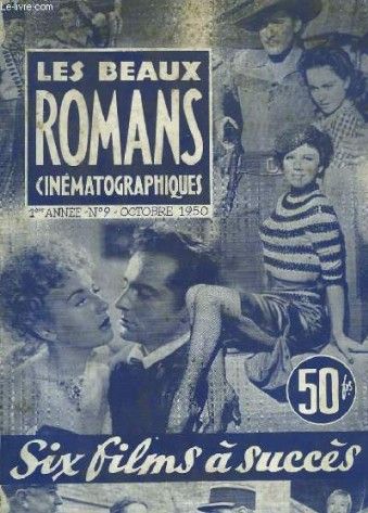 BEAUX ROMANS CINEMATOGRAPHIQUES magazine side cover Issue 9 October 1950
