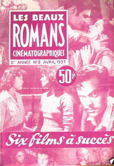 BEAUX ROMANS CINEMATOGRAPHIQUES magazine side cover Issue 3 April 1951