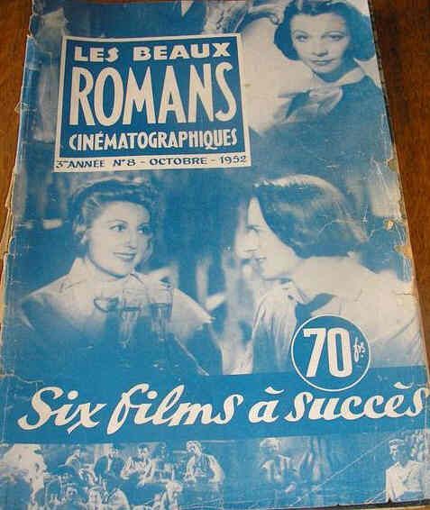 BEAUX ROMANS CINEMATOGRAPHIQUES magazine side cover Issue 8 October 1952