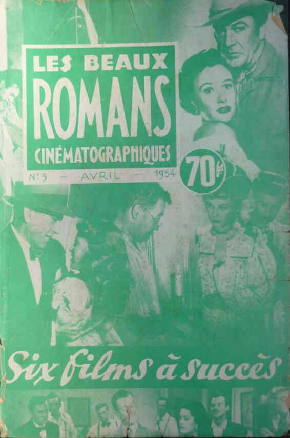 BEAUX ROMANS CINEMATOGRAPHIQUES magazine side cover Issue 3 April 1954