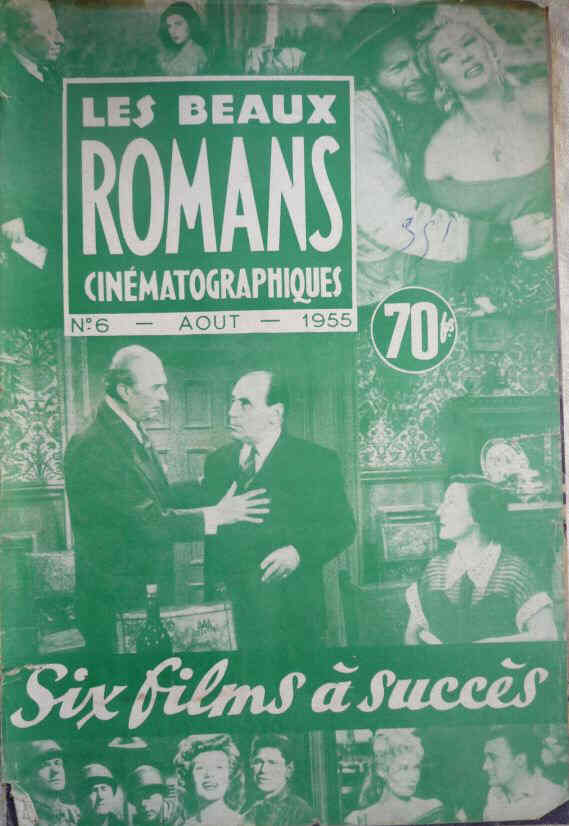BEAUX ROMANS CINEMATOGRAPHIQUES magazine side cover Issue 6 August 1955