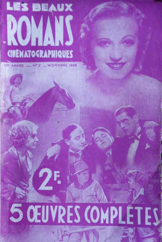 BEAUX ROMANS CINEMATOGRAPHIQUES magazine side cover Issue 2  November 1938