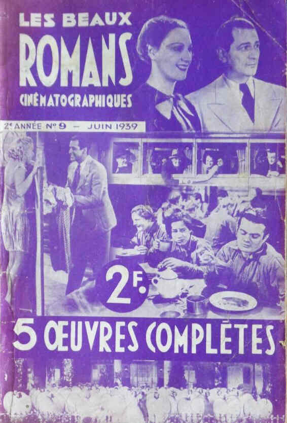 BEAUX ROMANS CINEMATOGRAPHIQUES magazine side cover Issue 9  June 1939