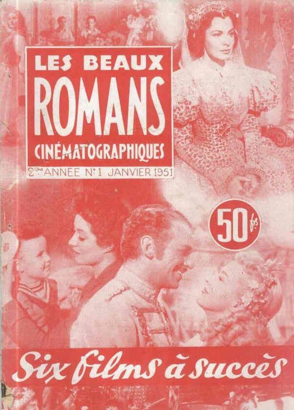 BEAUX ROMANS CINEMATOGRAPHIQUES magazine side cover Issue 1  January 1951