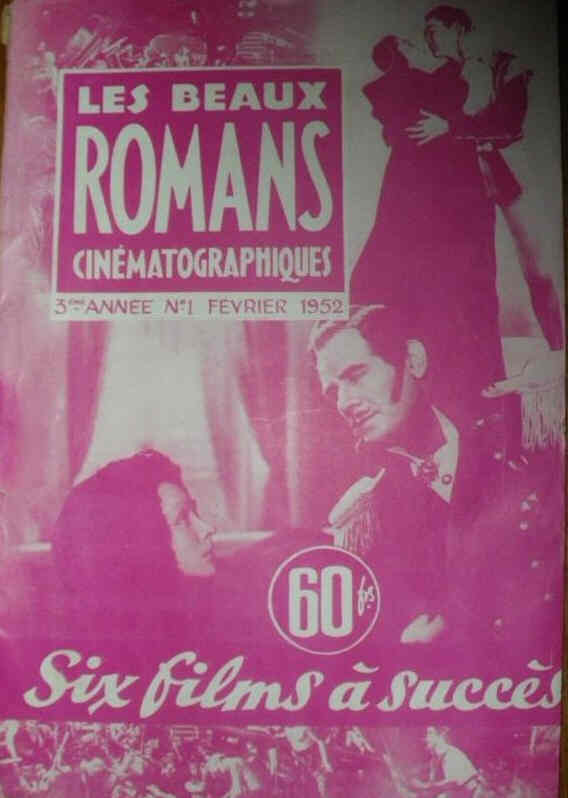 BEAUX ROMANS CINEMATOGRAPHIQUES magazine side cover Issue 1  February 1952