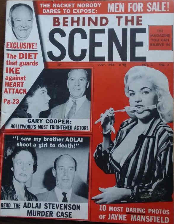 BEHIND THE SCENE magazine side cover  Vol 3 # 2 July 1956