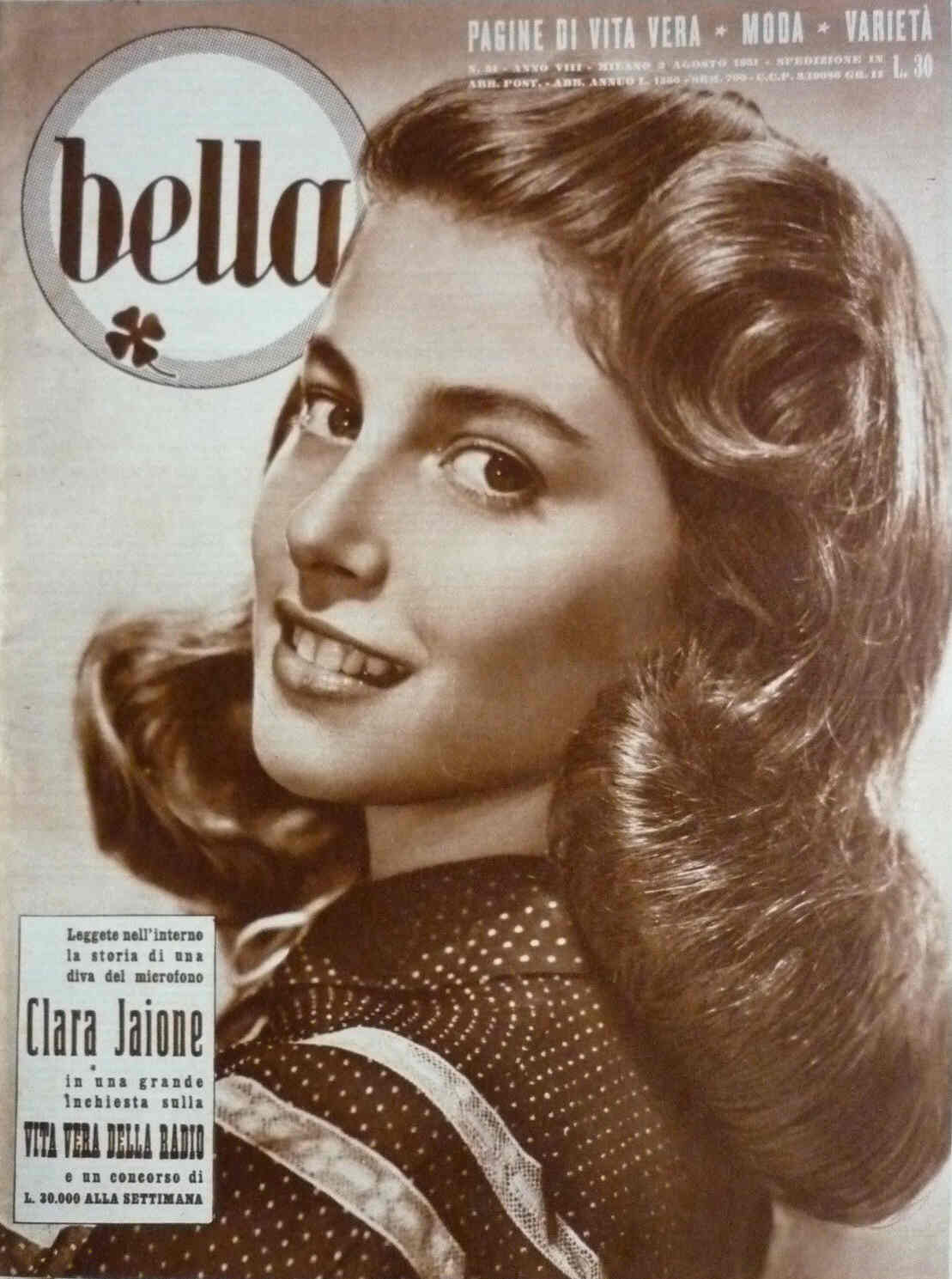 BELLA magazine side cover Issue 31 2 August 1951