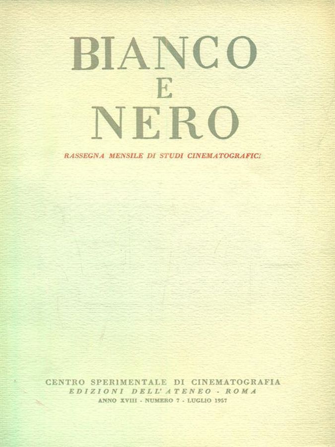 BIANCO E NERO magazine side cover  July 1957