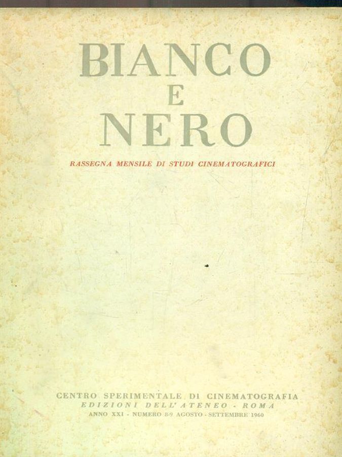 BIANCO E NERO magazine side cover  August/September 1960