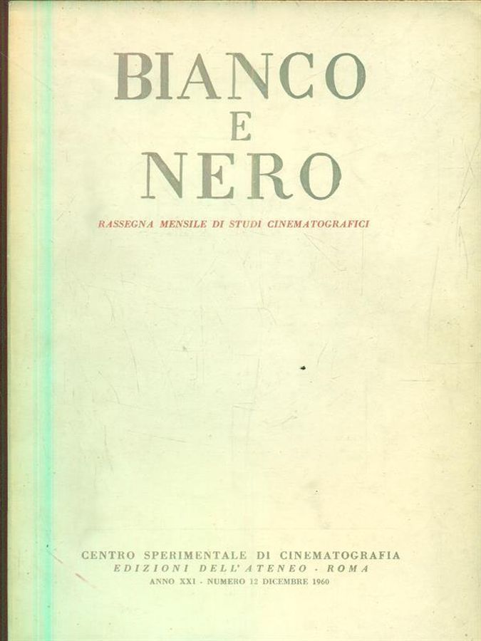 BIANCO E NERO magazine side cover  December 1960