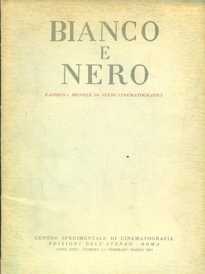 BIANCO E NERO magazine side cover  February/March 1961