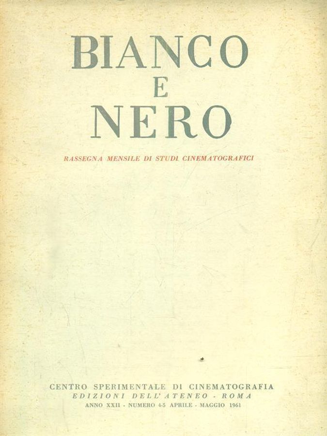 BIANCO E NERO magazine side cover  April/May 1961