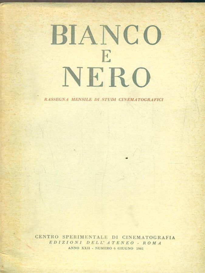 BIANCO E NERO magazine side cover  June 1961