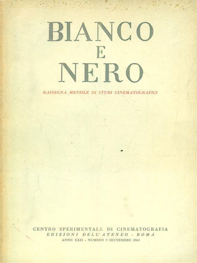 BIANCO E NERO magazine side cover  September 1961