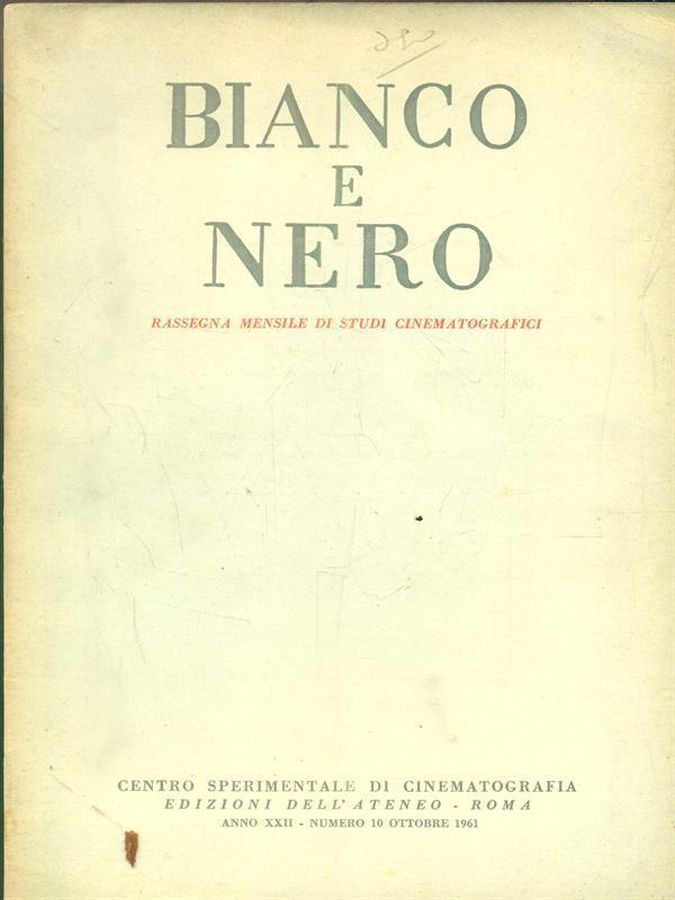 BIANCO E NERO magazine side cover  October 1961