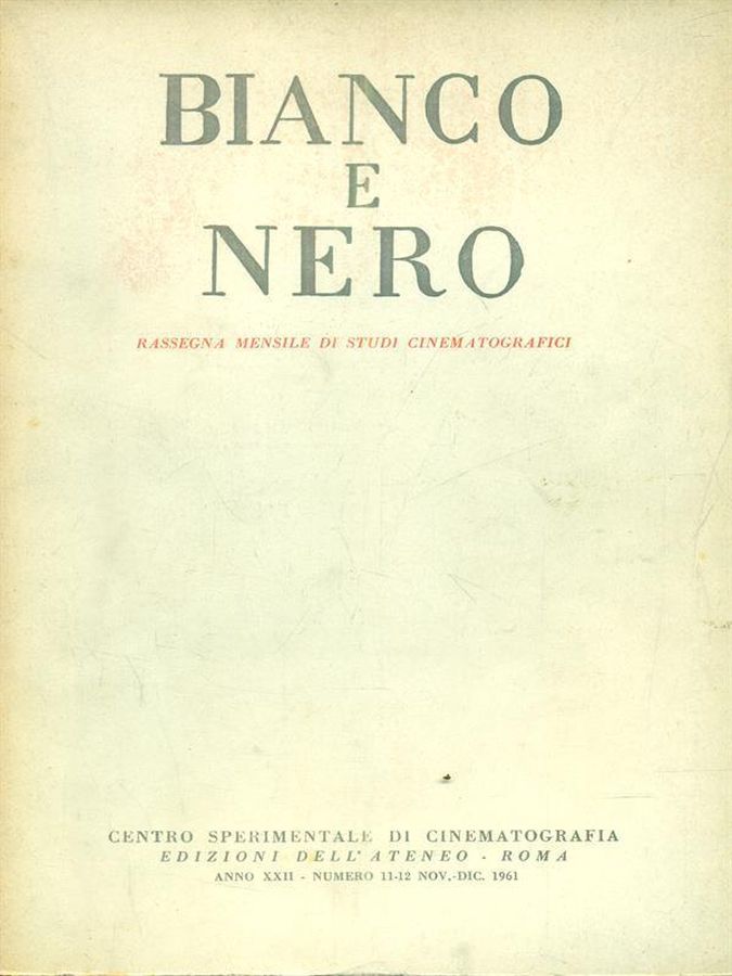 BIANCO E NERO magazine side cover  November/December 1961