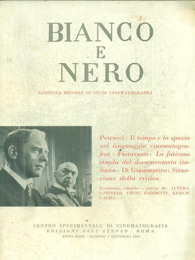 BIANCO E NERO magazine side cover  January 1962