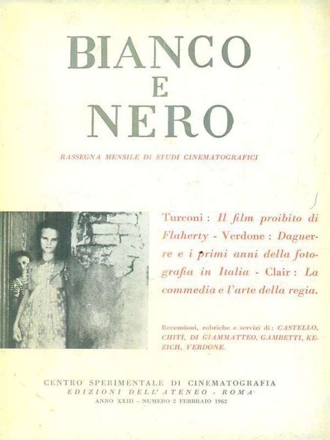 BIANCO E NERO magazine side cover  February 1962
