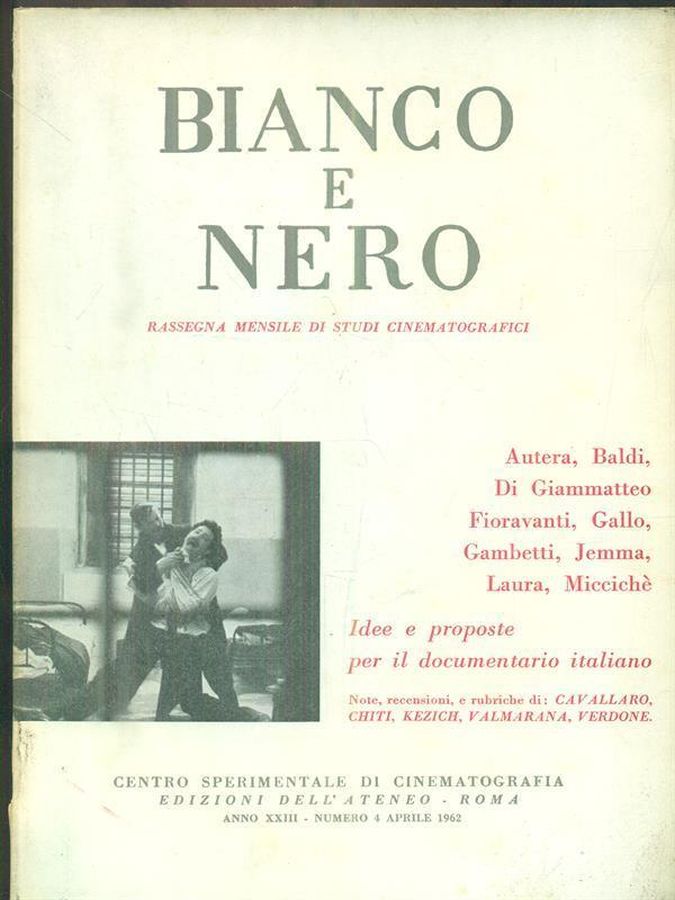BIANCO E NERO magazine side cover  April 1962