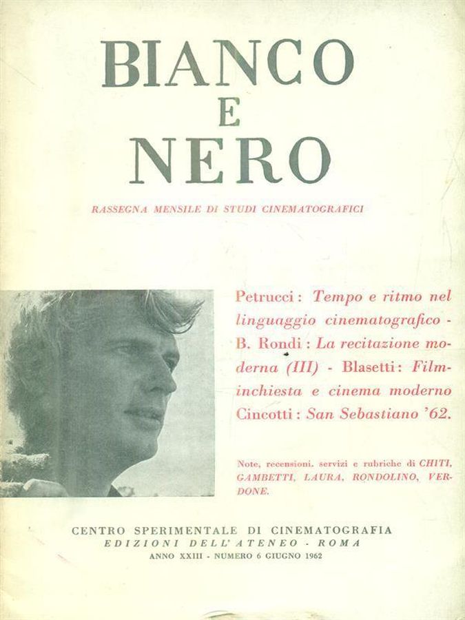 BIANCO E NERO magazine side cover  June 1962
