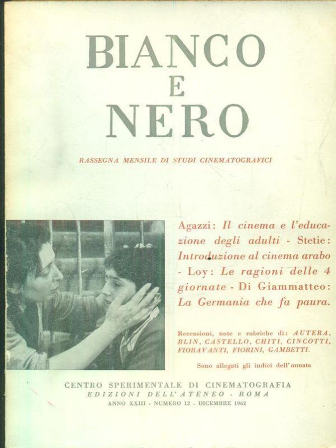 BIANCO E NERO magazine side cover  December 1962