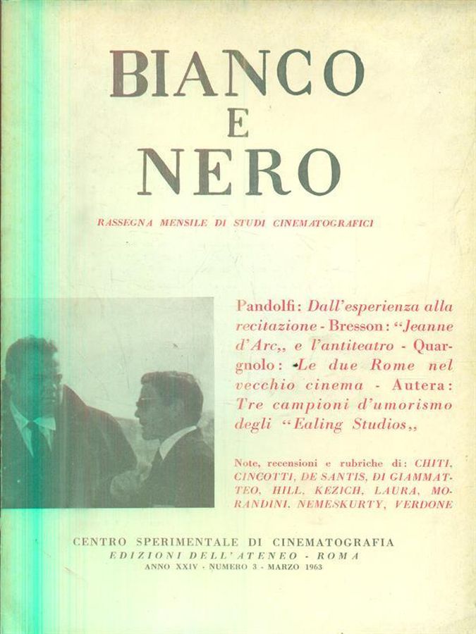 BIANCO E NERO magazine side cover  March 1963