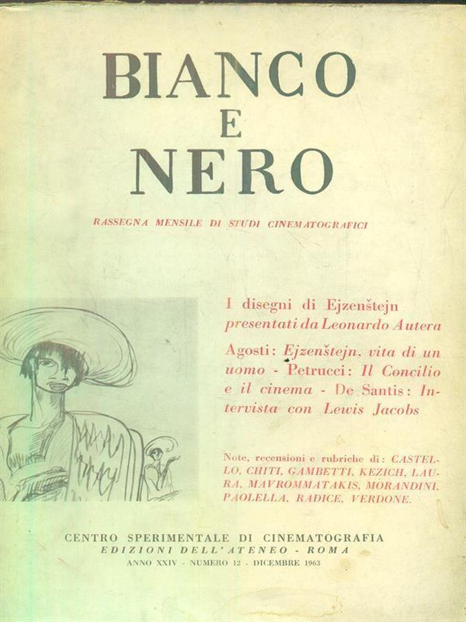 BIANCO E NERO magazine side cover  December 1963