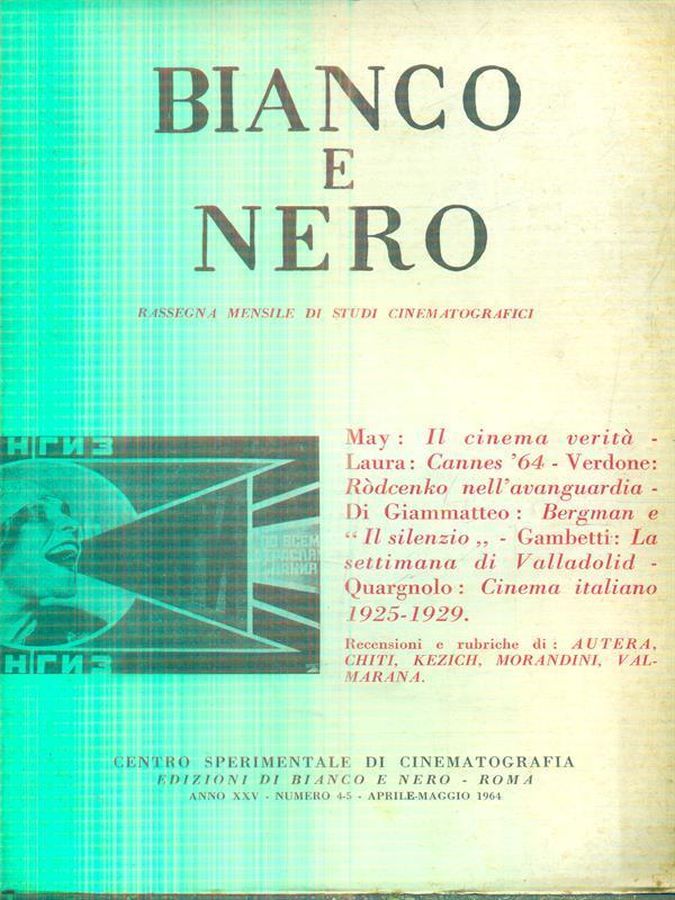 BIANCO E NERO magazine side cover  April/May 1964