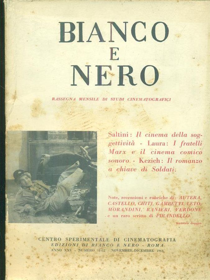 BIANCO E NERO magazine side cover  November/December 1964