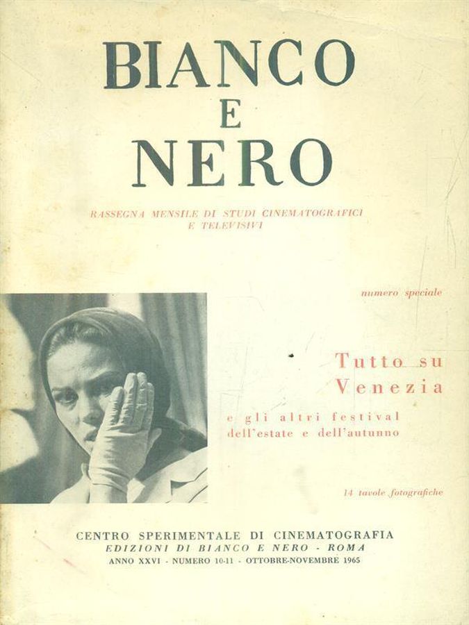 BIANCO E NERO magazine side cover  October/November 1965