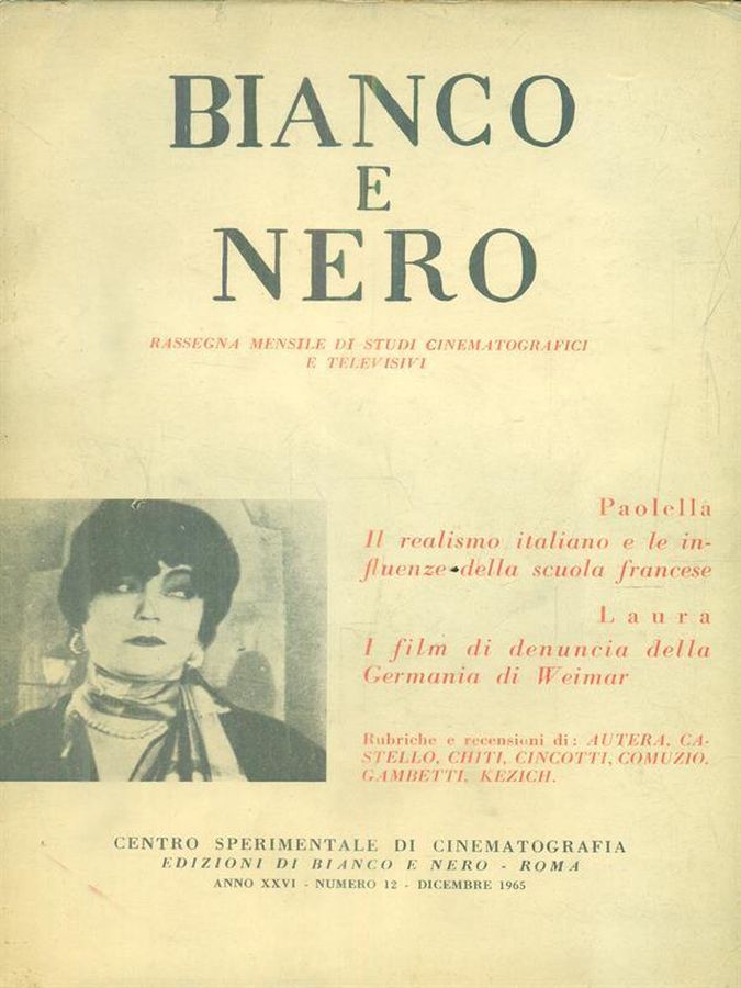 BIANCO E NERO magazine side cover  December 1965
