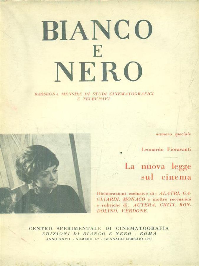 BIANCO E NERO magazine side cover  January/February 1966