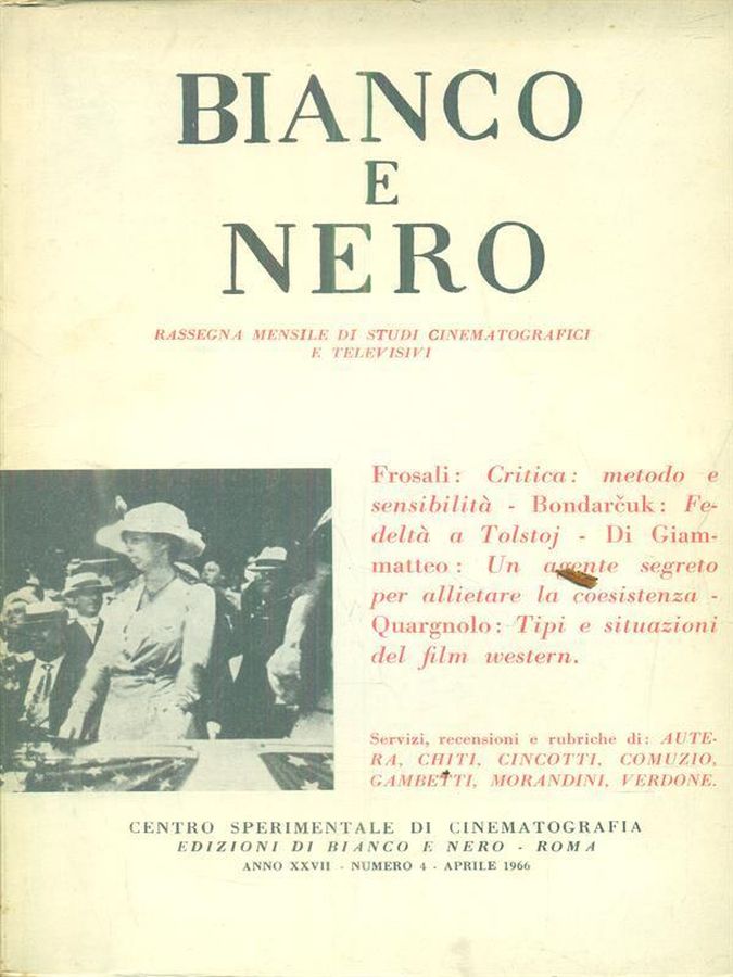 BIANCO E NERO magazine side cover  April 1966