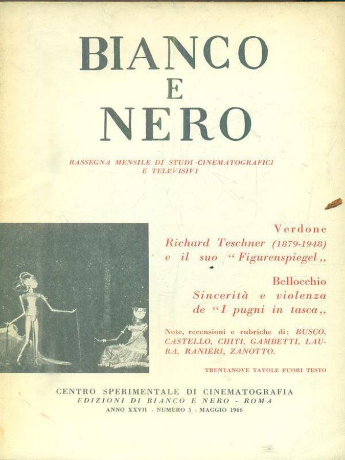 BIANCO E NERO magazine side cover  May 1966