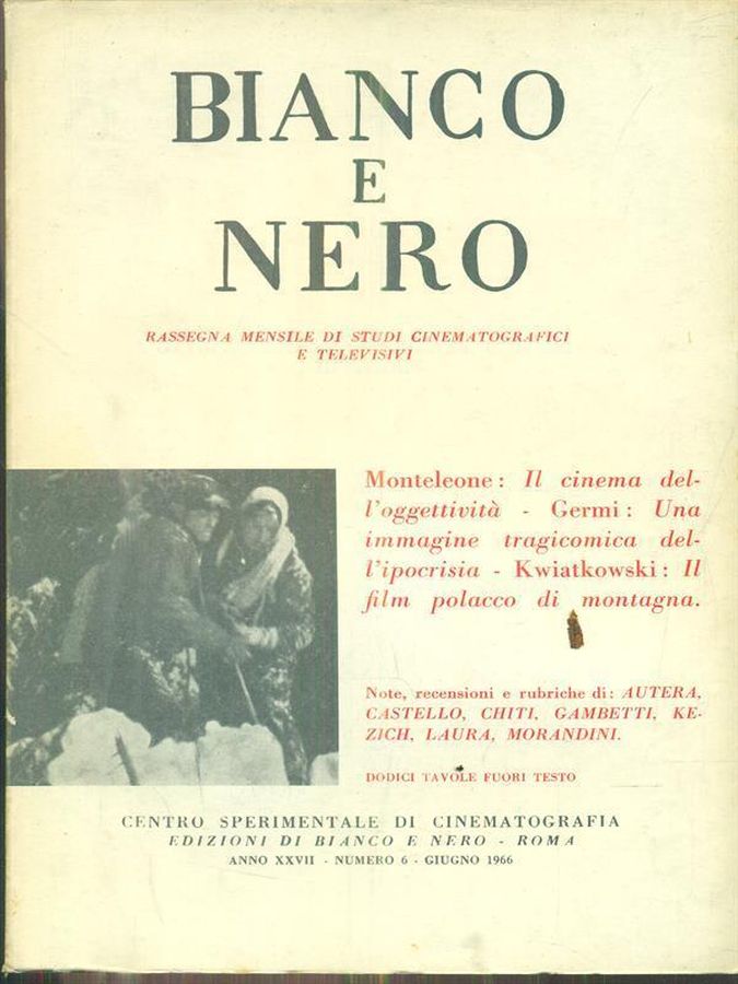 BIANCO E NERO magazine side cover  June 1966