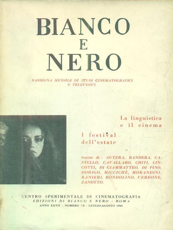 BIANCO E NERO magazine side cover  July/August 1966