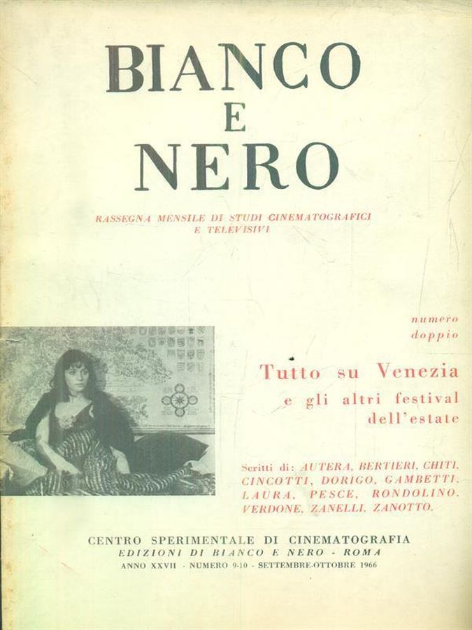 BIANCO E NERO magazine side cover  September/October 1966