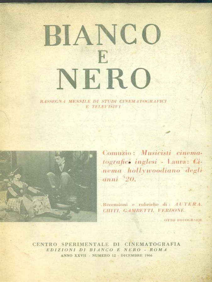 BIANCO E NERO magazine side cover  December 1966