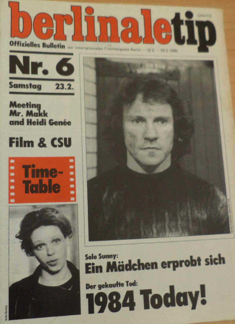 BERLINALE TIP magazine side cover Issue 6 23 February 1980
